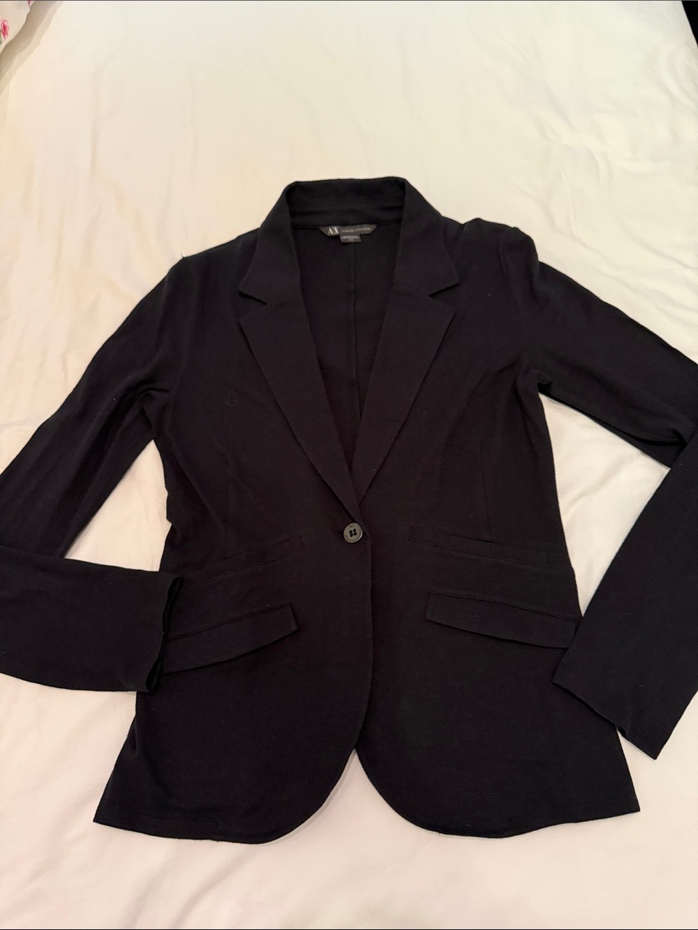 Armani Exchange Black Single-Button Knit Blazer